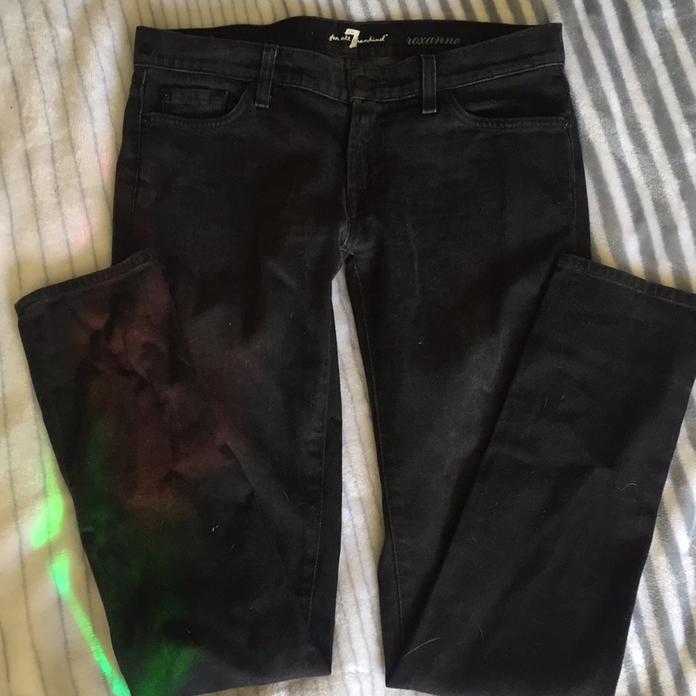 Rhinestone pocket black jeans 7 for all mankind 30